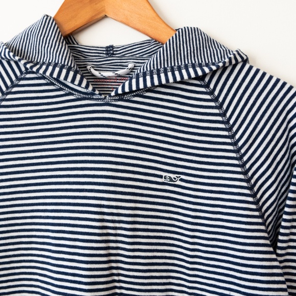 Vineyard Vines Super Soft Large Youth Double Knit  Striped Pullover Hoodie - Picture 4 of 7
